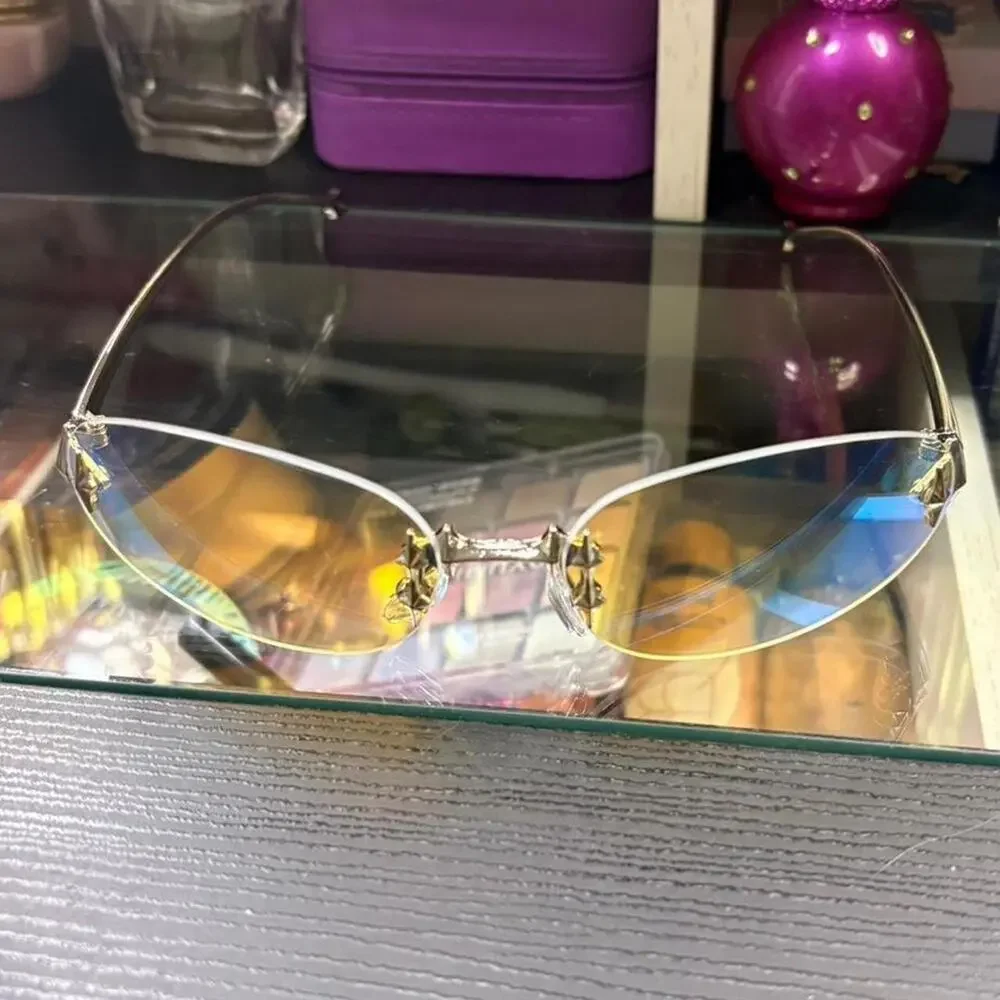 Blue light unisex rimless sunglasses rave cyberpunk cyber goth dark fairy y2k